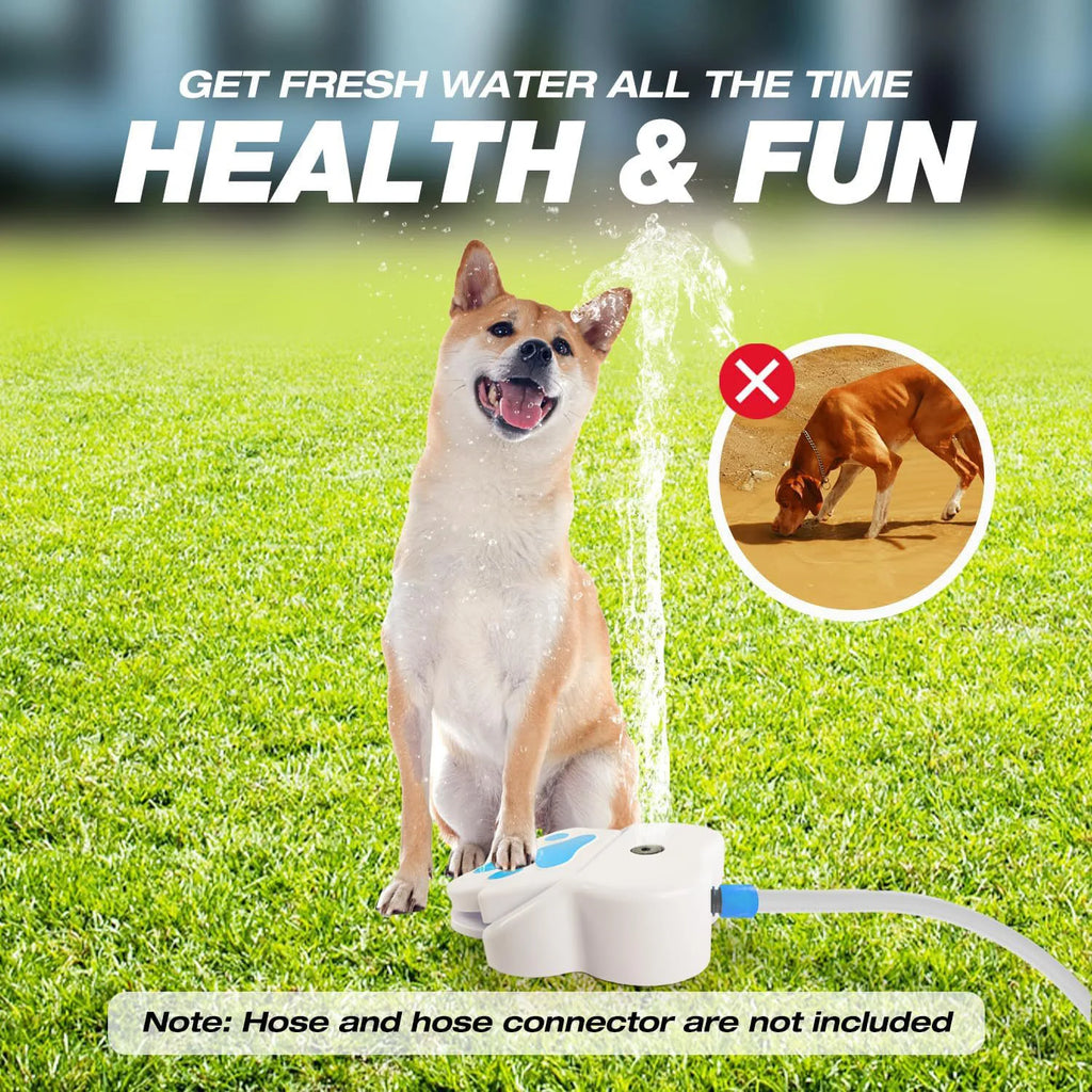 Outdoor Dog Water Fountain Step-On Toy, Paw Print Pet Water Sprinkler, Garden Hose Powered Drinking Fountain for Dogs