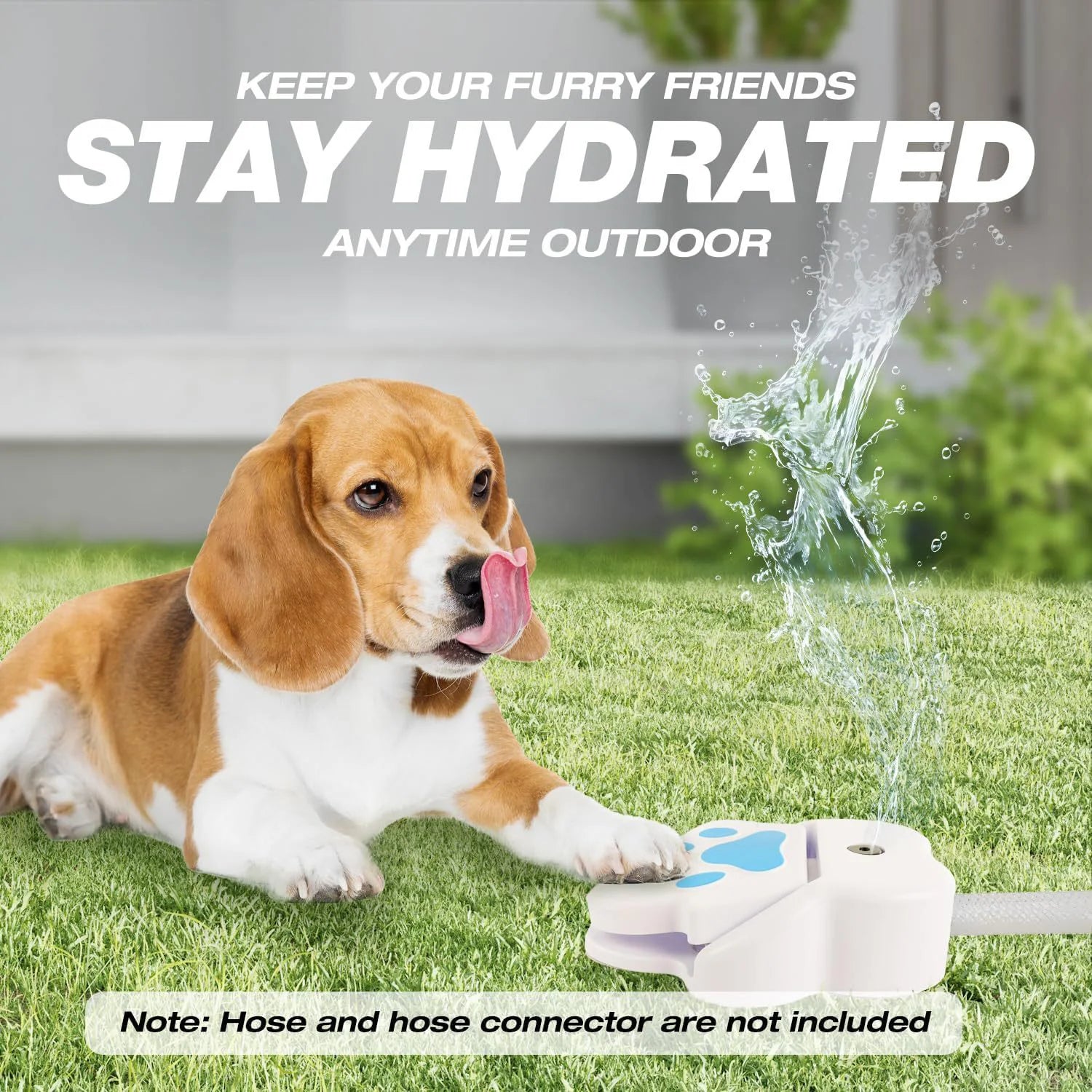 Outdoor Dog Water Fountain Step-On Toy, Paw Print Pet Water Sprinkler, Garden Hose Powered Drinking Fountain for Dogs