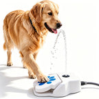 Outdoor Dog Water Fountain Step-On Toy, Paw Print Pet Water Sprinkler, Garden Hose Powered Drinking Fountain for Dogs