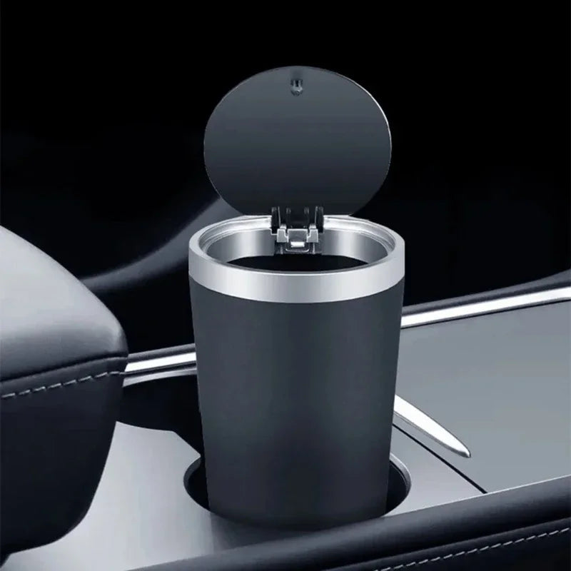 Compact Leakproof Mini Car Trash Can with Easy-Press Pop-Up Lid Durable Odor-Blocking Waterproof ABS Bin for Cup Holders Storage