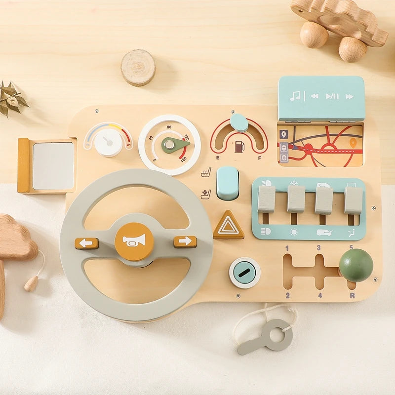 Kids Montessori Toys Car Busy Board Baby Wooden Materials Activity Busyboard Games For Babies Development Educational Toy Gifts