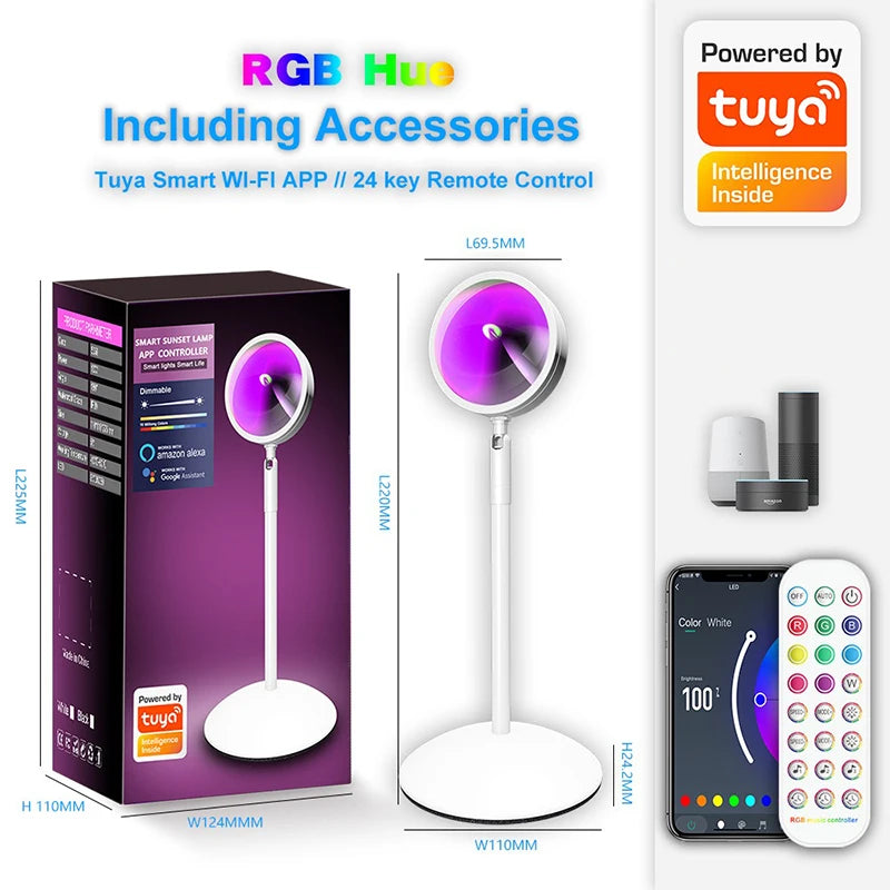 WIFI USB Sunset Lamp RGB Portable App Control LED Projection Lamp Intelligence Home Lighting Atmosphere Decoration