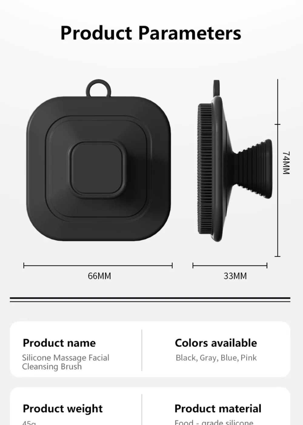2-in-1 Silicone Brush Square Face  Beard Exfoliator for Men Travel-Friendly Deep Pore Cleanser for Grooming Kits