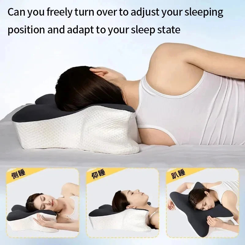 Summer Cold Sleeping Memory Foam Pillow Slow Rebound Butterfly Cervical Pillow Ergonomic Neck Support for Neck Pain Relief