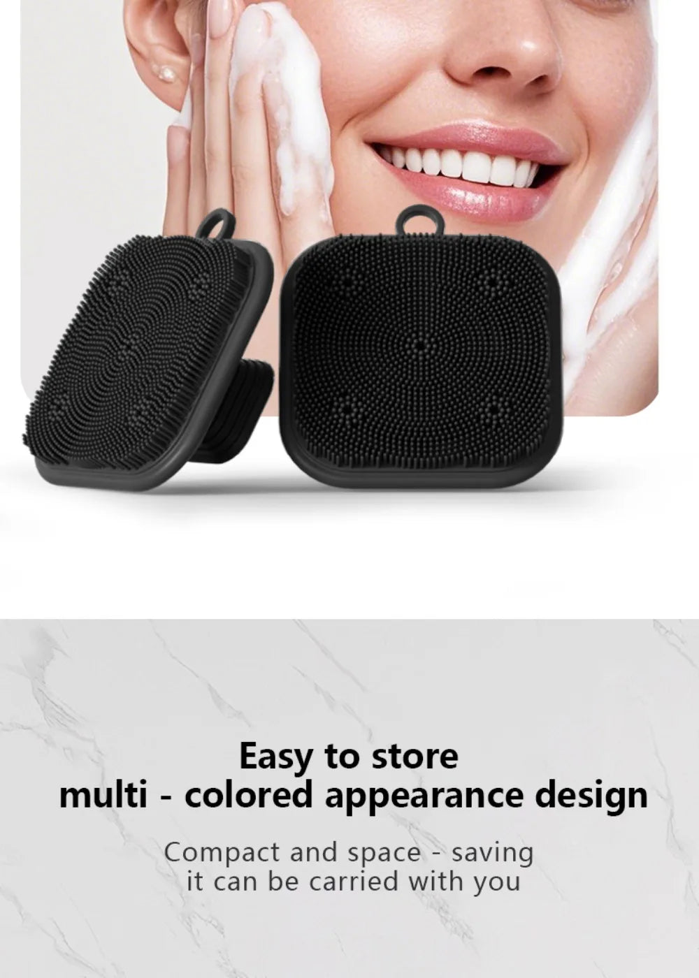 2-in-1 Silicone Brush Square Face  Beard Exfoliator for Men Travel-Friendly Deep Pore Cleanser for Grooming Kits