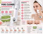 Diamond Microdermabrasion Blackhead Remover Vacuum Facial Pore Cleaner USB Rechargeable 6 Suction Tips for Home Facial Skin Care