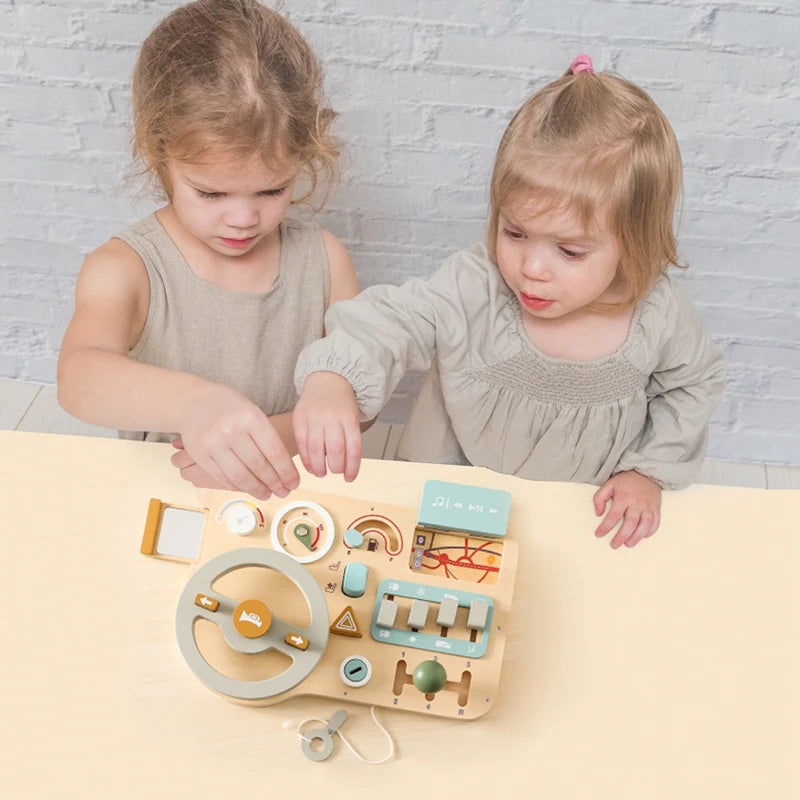 Kids Montessori Toys Car Busy Board Baby Wooden Materials Activity Busyboard Games For Babies Development Educational Toy Gifts