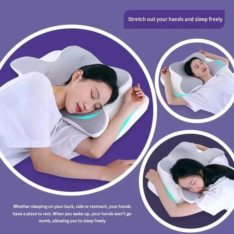 Summer Cold Sleeping Memory Foam Pillow Slow Rebound Butterfly Cervical Pillow Ergonomic Neck Support for Neck Pain Relief