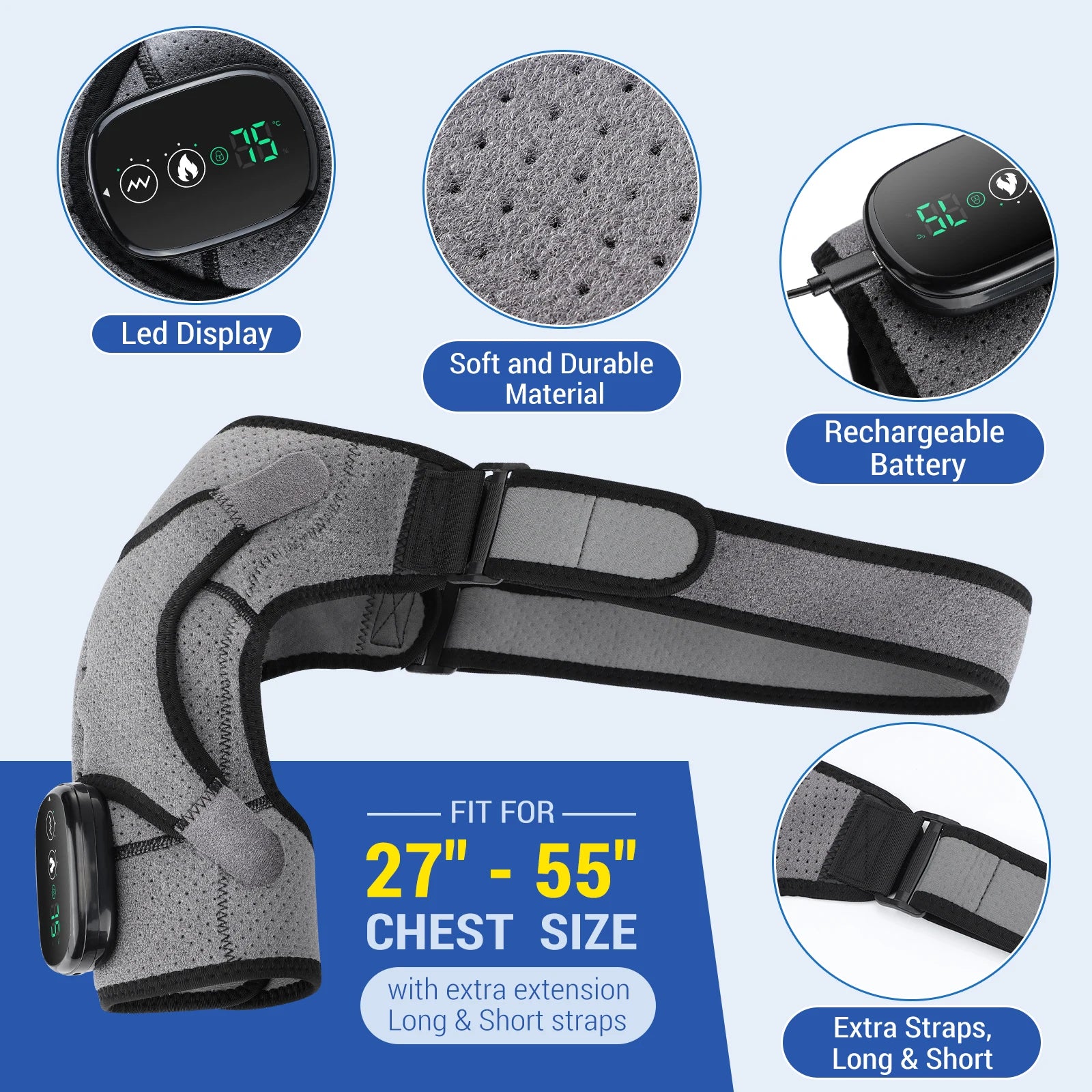 Electric Heating Shoulder Massager Vibration Shoulder Knee Brace 2 in 1  Massage Blets Warmer Heated Muscle Relax Pads