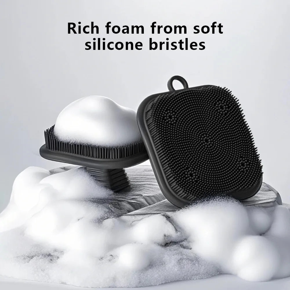2-in-1 Silicone Brush Square Face  Beard Exfoliator for Men Travel-Friendly Deep Pore Cleanser for Grooming Kits