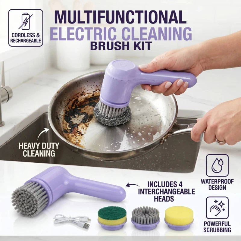 Electric Spin Scrubber Cordless Spin Scrubber with 5 Replaceable Brush Heads Electric Cleaning Brush Cleaning Tools