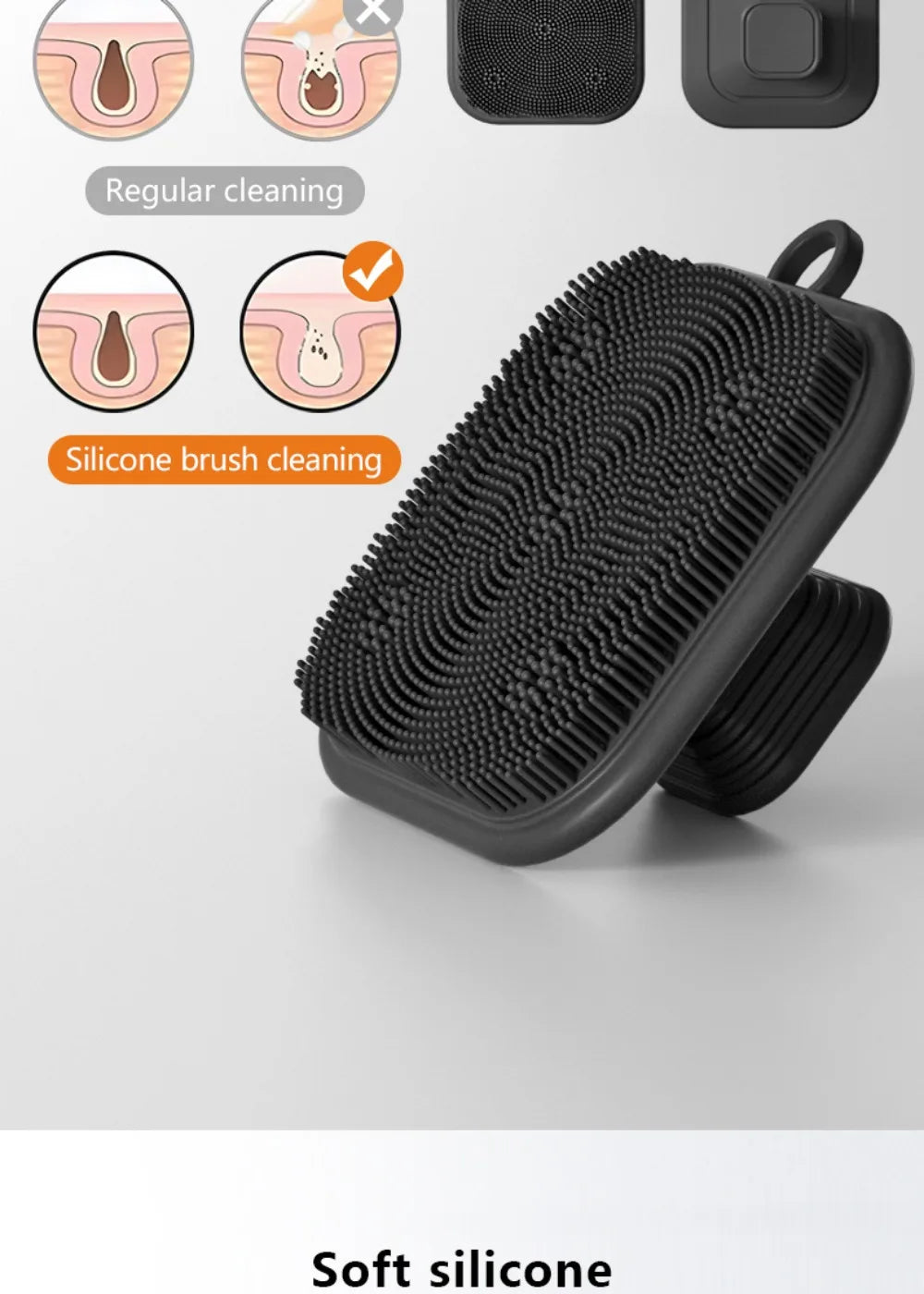 2-in-1 Silicone Brush Square Face  Beard Exfoliator for Men Travel-Friendly Deep Pore Cleanser for Grooming Kits