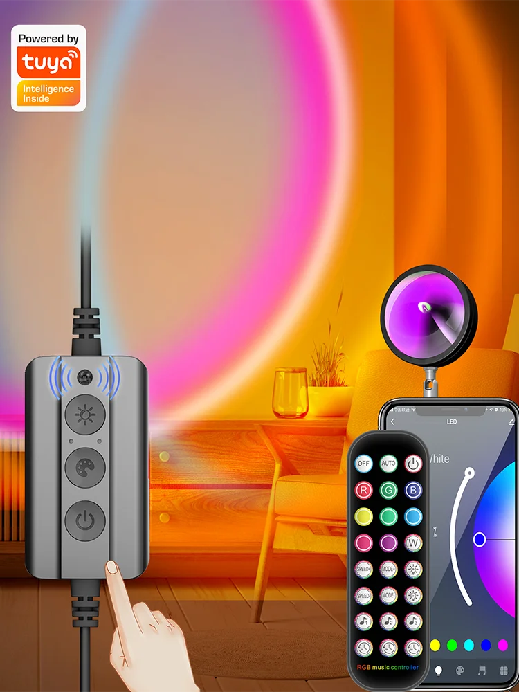 WIFI USB Sunset Lamp RGB Portable App Control LED Projection Lamp Intelligence Home Lighting Atmosphere Decoration
