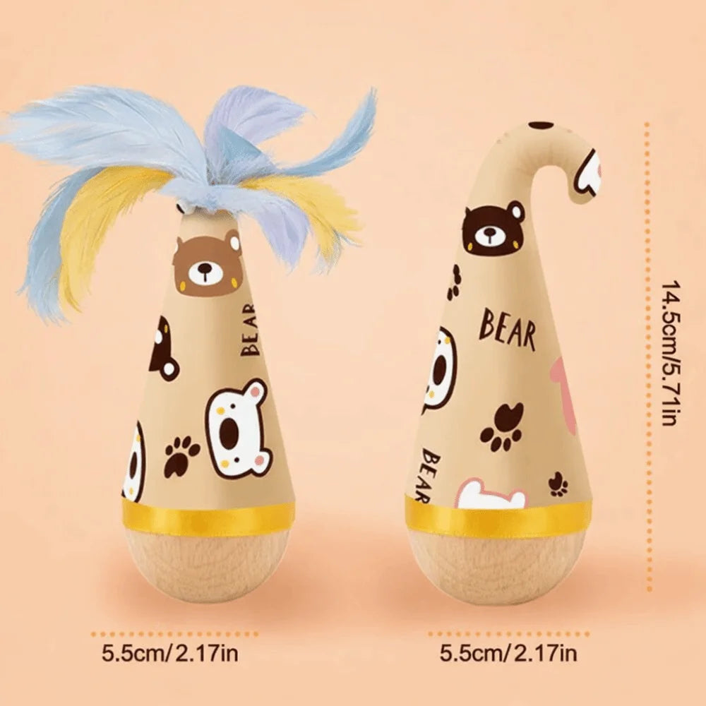 Twisting Tumbler Cat Interactive Wooden Cat Tumbler Wobbler Wear-Resistant Scratch-resistant Kitten Wobble Ball