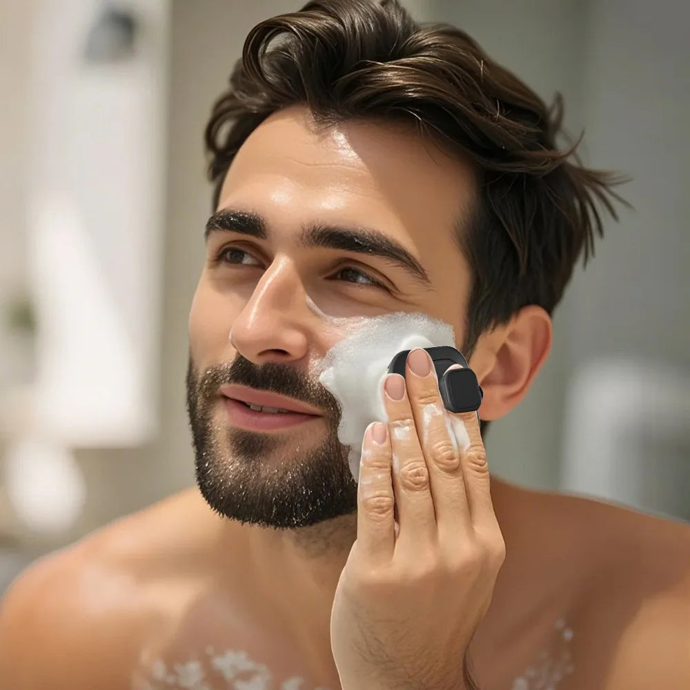 2-in-1 Silicone Brush Square Face  Beard Exfoliator for Men Travel-Friendly Deep Pore Cleanser for Grooming Kits