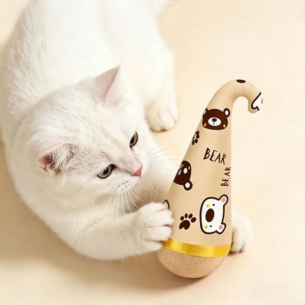 Twisting Tumbler Cat Interactive Wooden Cat Tumbler Wobbler Wear-Resistant Scratch-resistant Kitten Wobble Ball
