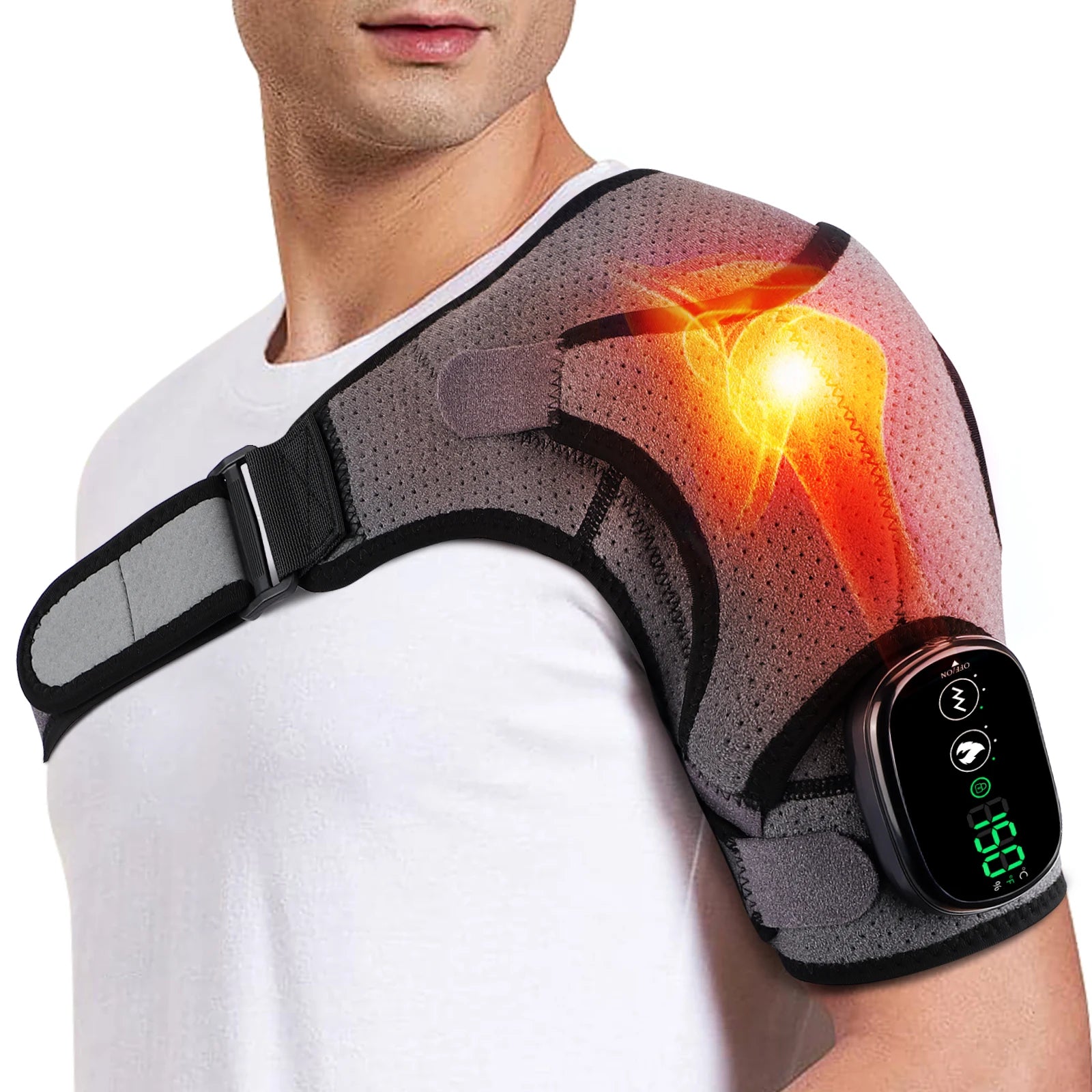 Electric Heating Shoulder Massager Vibration Shoulder Knee Brace 2 in 1  Massage Blets Warmer Heated Muscle Relax Pads